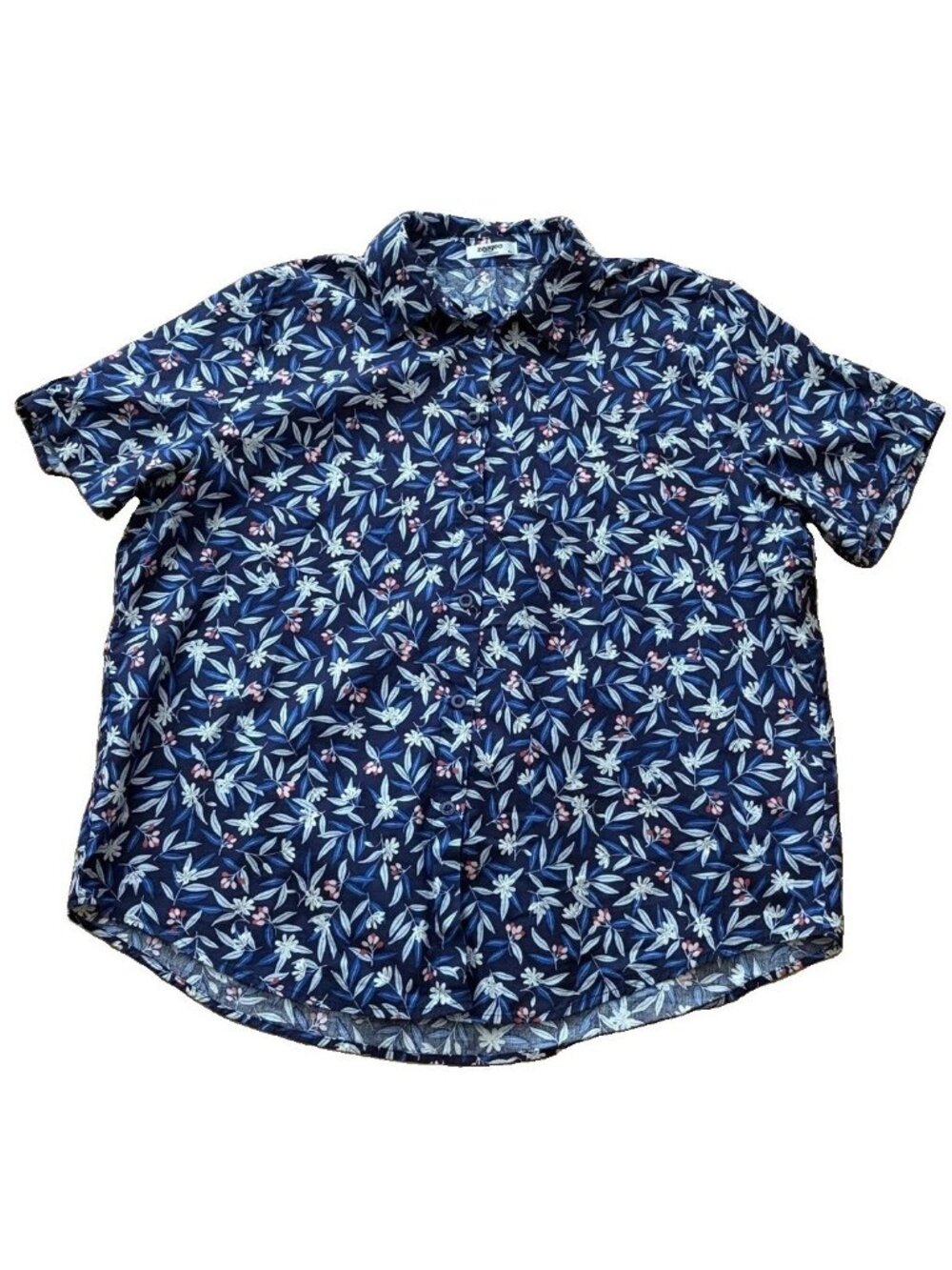 Zeagoo Women XL Blue Floral Botanical Button-Down Collared Lightweight Blouse